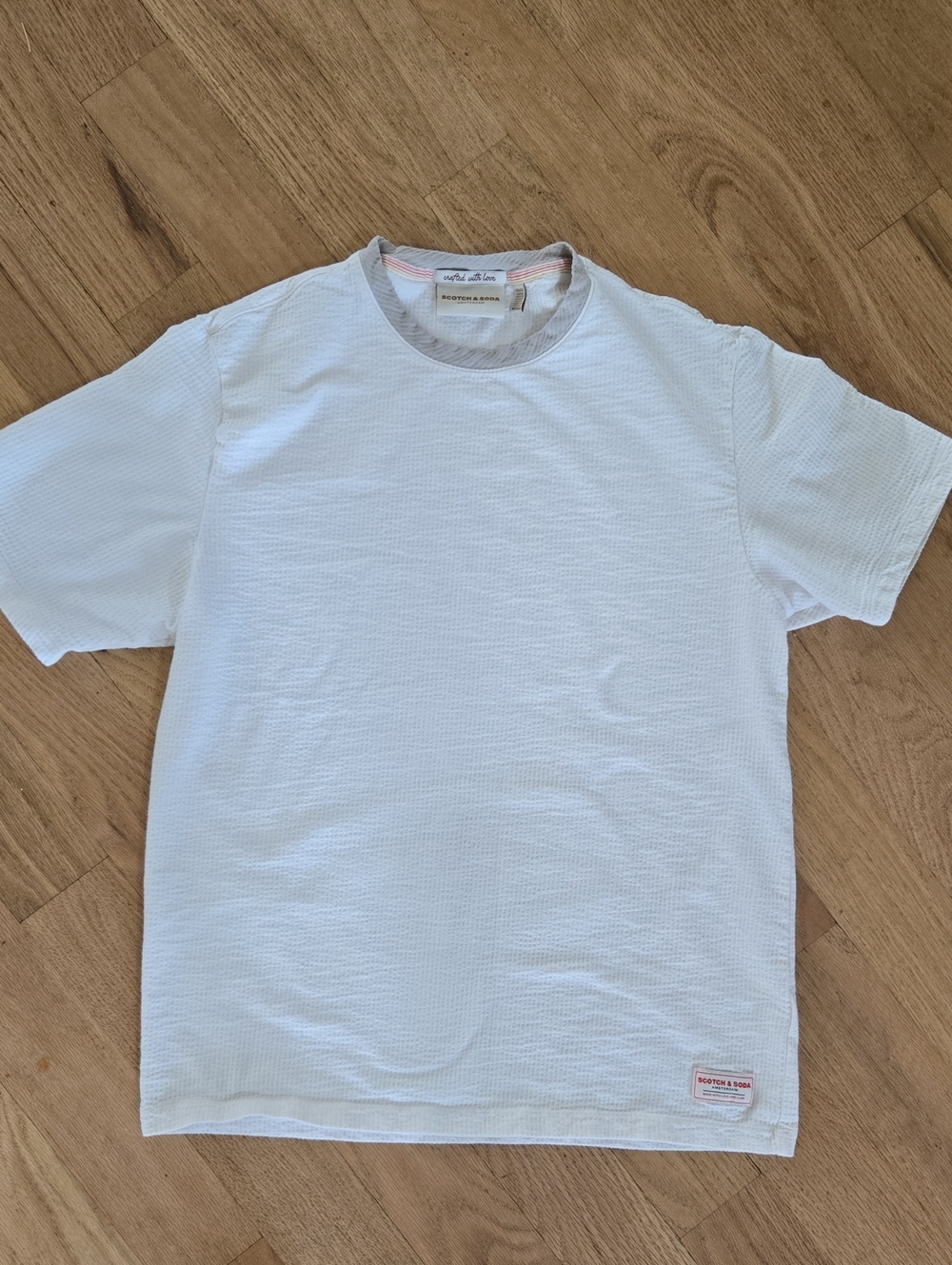 Scotch And Soda White Men’s Textured Crewneck T-Shirt
